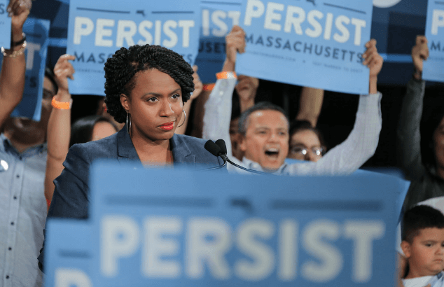 Ayanna Pressley at a rally for Elizabeth Warren in Cambridge, MA (Photo: Flickr)