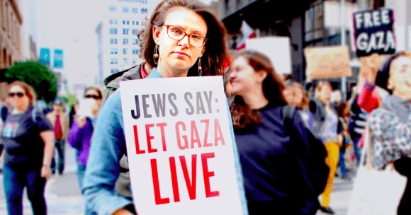 Jewish activist protesting the siege on Gaza.