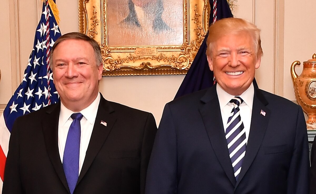 U.S. Secretary of State Mike Pompeo poses for a photo with President Donald J. Trump before his swearing-in ceremony at the U.S. Department of State in Washington, D.C., on May 2, 2018. (Photo: State Department photo)