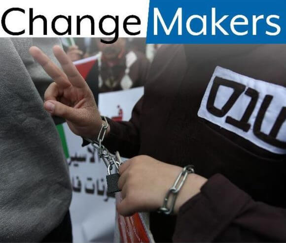 A protest in support of the rights of Palestinian political prisoners.