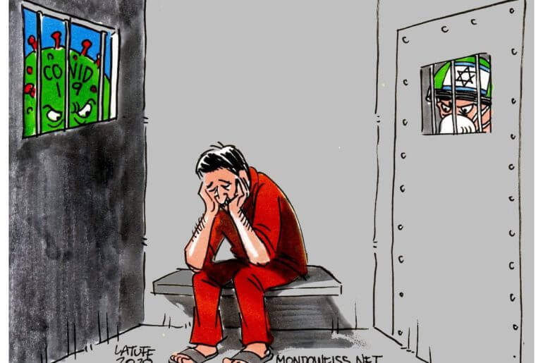 Palestinian prisoners caught between Israel and COVID-19 (Cartoon: Carlos Latuff)