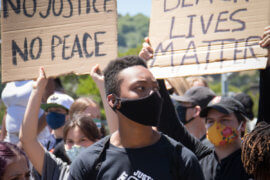 Protest for George Floyd in Marin City, California on June 2, 2020. (Photo: Peg Hunter/Flickr)