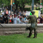 Military police soldiers attached to the Texas Army National Guard support local law enforcement during a protest in Austin, Texas, on May 31, 2020. (Photo: U.S. Army photo by Charles E. Spirtos)