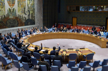 The Security Council votes on a resolution extending the mandate of the United Nations Integrated Peacebuilding Office in Guinea-Bissau on February 28, 2020. (Photo: UN Photo/Loey Felipe)