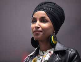 U.S. Congresswoman Ilhan Omar speaking with supporters of U.S. Senator Bernie Sanders in Las Vegas, Nevada, February 2020. (Photo: Gage Skidmore)