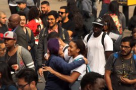 Students demonstrate at Cal State Los Angeles in support of the ethnic studies programs on Tuesday, February 11, 2014. (Photo: Rick Loomis/Los Angeles Times via Getty Images)