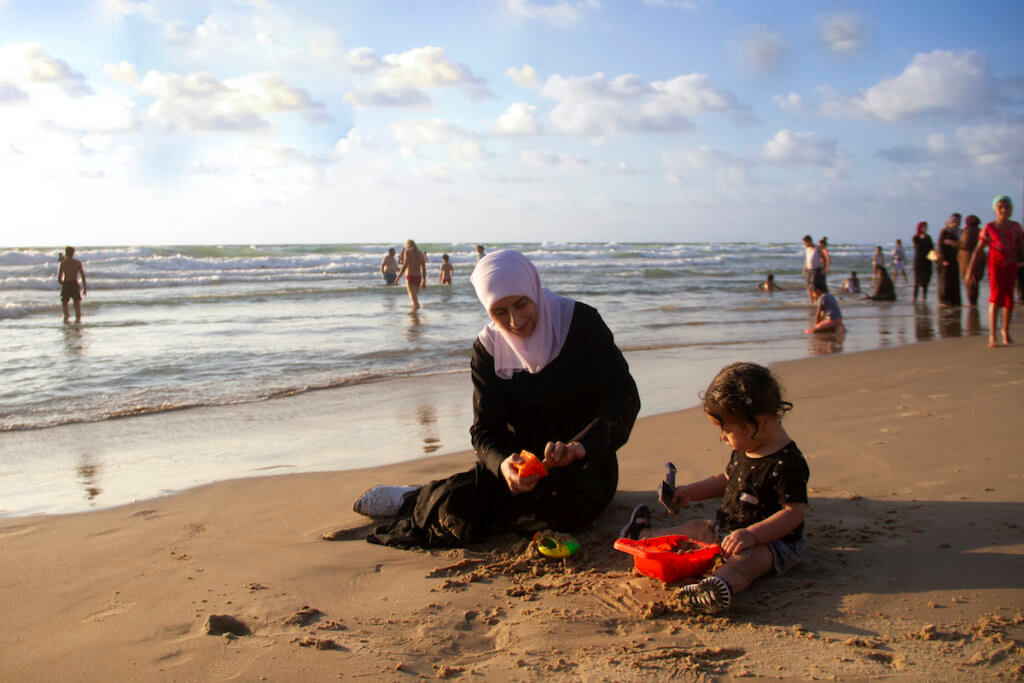 Enjoying the beach in Jaffa, August 3, 2020 (Photo: Dareen Tatour)