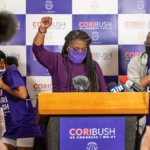 Missouri Democratic congressional candidate Cori Bush gives her victory speech at her campaign office on August 4, 2020 in St. Louis, Missouri. Bush, an activist backed by the progressive group Justice Democrats, defeated 10-term incumbent Rep. William Lacy Clay (D-MO) in Tuesday's primary election to become the first black woman elected to represent the state of Missouri in congress. (Photo: Michael B. Thomas/Getty Images)