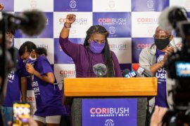 Missouri Democratic congressional candidate Cori Bush gives her victory speech at her campaign office on August 4, 2020 in St. Louis, Missouri. Bush, an activist backed by the progressive group Justice Democrats, defeated 10-term incumbent Rep. William Lacy Clay (D-MO) in Tuesday's primary election to become the first black woman elected to represent the state of Missouri in congress. (Photo: Michael B. Thomas/Getty Images)