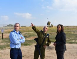 Senator Kamala Harris visits an Iron Dome missile defense battery in Israel, November 2017. (Photo: Office of Kamala Harris)