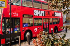 A London bus was ad-hacked with "Shut Elbit Down". Another previously travelled around London with "Stop Arming Israel"