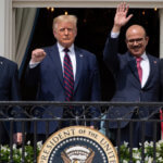 (L-R)Israeli Prime Minister Benjamin Netanyahu, US President Donald Trump, Bahrain Foreign Minister Abdullatif al-Zayani, and UAE Foreign Minister Abdullah bin Zayed Al-Nahyan wave from the Truman Balcony at the White House after they participated in the signing of the Abraham Accords where the countries of Bahrain and the United Arab Emirates recognize Israel, in Washington, DC, September 15, 2020. (Photo: SAUL LOEB/AFP via Getty Images)