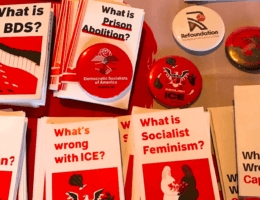Literature table at the 2019 DSA national convention (Photo: Democratic Socialists of America)