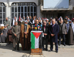 Commissioner General of the High Authority for Tribal Affairs in the Gaza Strip, Akef Al-Masry speaks during a press conference about the elections summit in Cairo, in Gaza city on February 08, 2021. (Photo: Ashraf Amra)