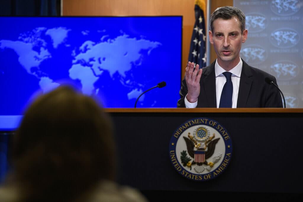 State Department spokesperson Ned Price speaking to reporters on February 2, 2021. (Photo: AP)