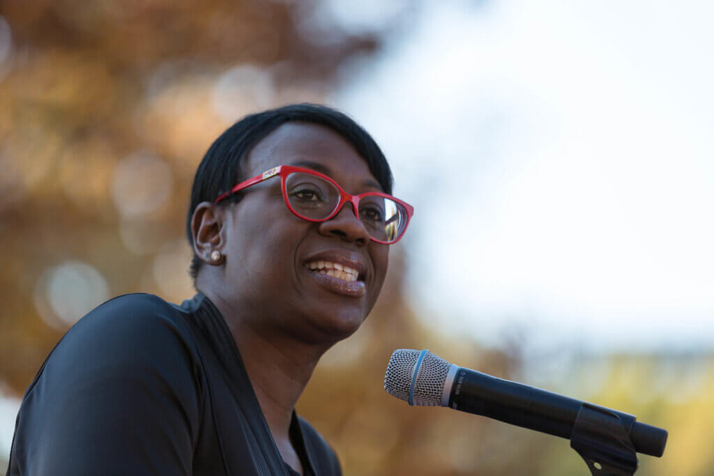 Nina Turner speaking at a rally for social and economic justice in Washington DC, November 17, 2016 (Photo: Lorie Shaull/Flickr)