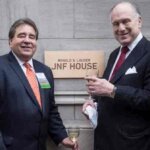 JNF President Jeffrey E. Levine, CEO Russell F. Robinson, Board Chairman Ronald S. Lauder, and Leonard G. Attman outside the Ronald S. Lauder JNF House in Manhattan, December 2016 (Photo: Jewish National Fund)