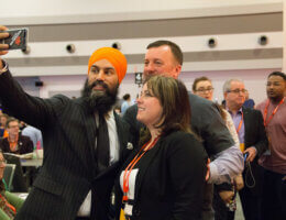 Head of the NDP Jagmeet Singh with supporters at the 2018 NDP convention in Ottawa, Canada on February 16, 2018. (Photo: United Steelworkers/Flickr)