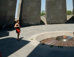The author's family visiting the Armenian Genocide Memorial in Yerevan, Armenia