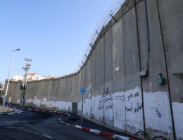The Israeli separation wall around Jerusalem on March 8, 2020. (Photo: Muhammed Qarout Idkaidek/APA Images)
