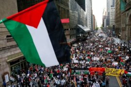 A Palestine solidarity march in New York City on May 11, 2021