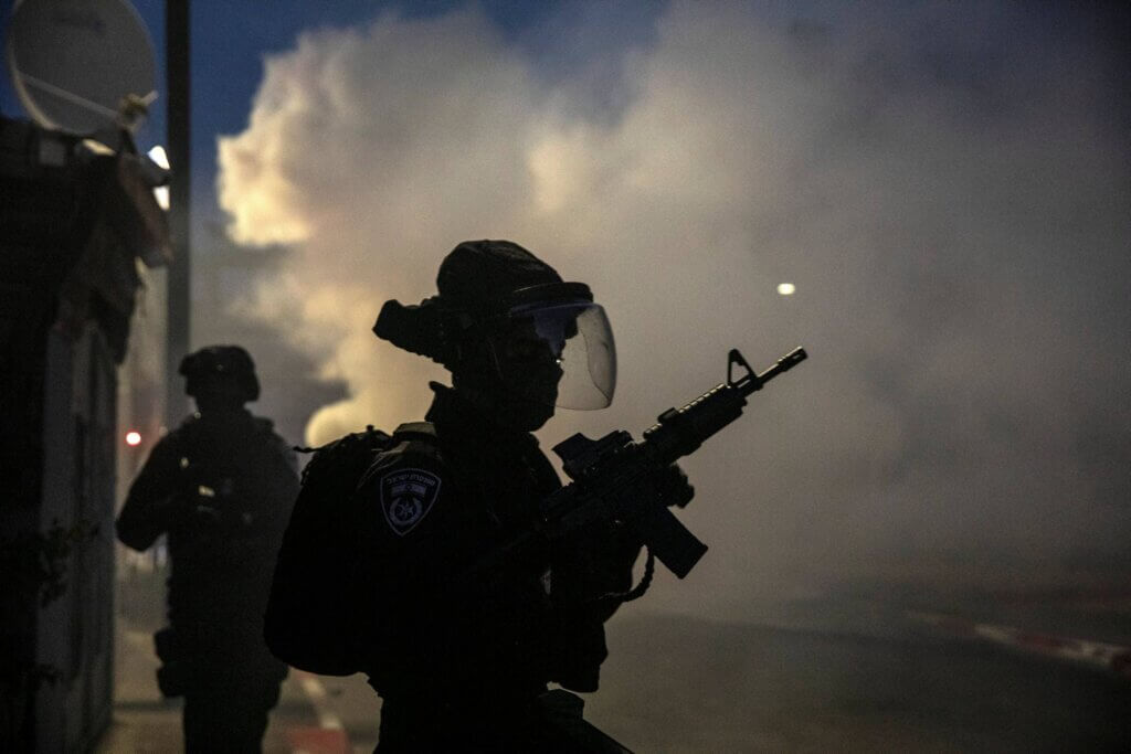 Israeli forces operating in Lydda, Tuesday, May 11,2021. (Photo: AP Photo/Heidi Levine)