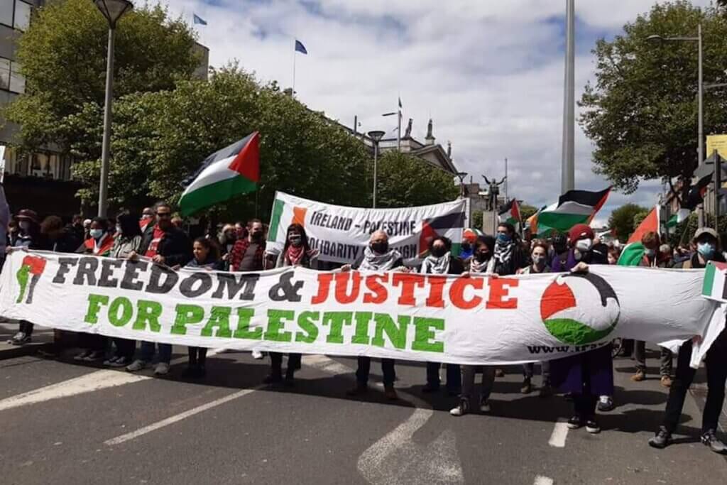 Ireland-Palestine Solidarity Campaign rally in Dublin in solidarity with Palestine as part of the Global Day of Action on May 23, 2021. (Photo: Twitter/ @ipsc48)