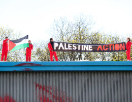 UK based Pro-Palestinian activists group "Palestine Action" seized control of the Leicester based factory of Elbit subsidiary UAV Tactical Systems on Wednesday, May 19, 2021. Activists say that "the occupation is aiming to be as disruptive as possible; these activists are determined to prevent Elbit from resuming its business of bloodshed." (Photo by Vudi Xhymshiti)