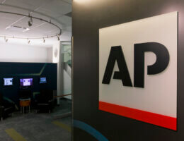 A logo for The Associated Press is seen at its headquarters in New York (AP Photo/Hiro Komae)