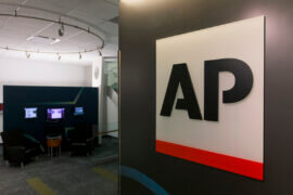 A logo for The Associated Press is seen at its headquarters in New York (AP Photo/Hiro Komae)