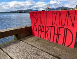 A photo from a Block the Boat protest in Prince Rupert, British Columbia. (Photo: Twitter/@AROCBayArea)