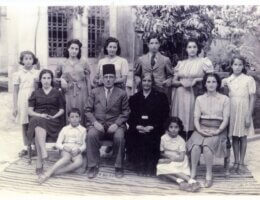 The Qamar family in their front yard in Musrara, August 29, 1942