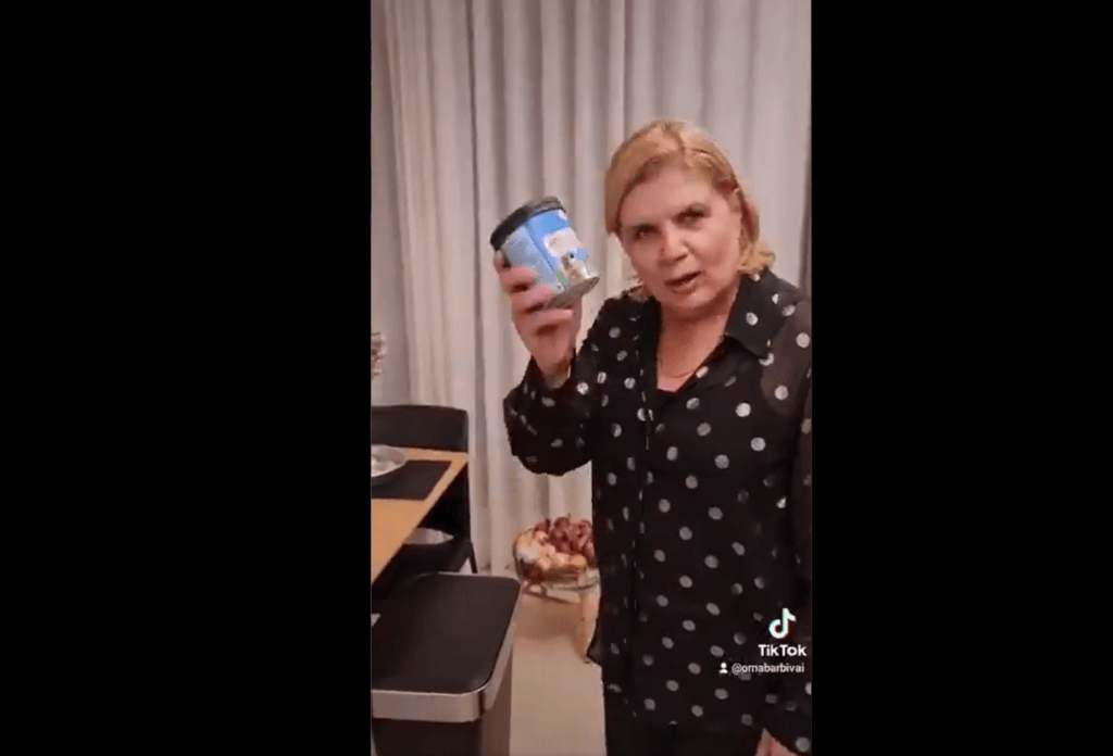 Orna Barbivai, Israel's minister of the economy, trashes a pint of Ben & Jerry's to denounce its decision to stop selling in occupied territories. Barbivai is in the centrist Yesh Atid Party embraced by liberal Zionists. Screenshot.