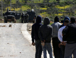 Palestinian protesters clash with Israeli security forces during the attempt to evacuate the sit-in protesters on Mountain Alarmah, in the West Bank village of Beita near Nablus on February 28, 2020. (Photo: Shadi Jarar'ah/APA Images)