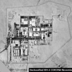 Negev Nuclear Research Center at Dimona, photographed by American reconnaissance satellite KH-4 CORONA on November 11, 1968. (Image: Wikimedia)