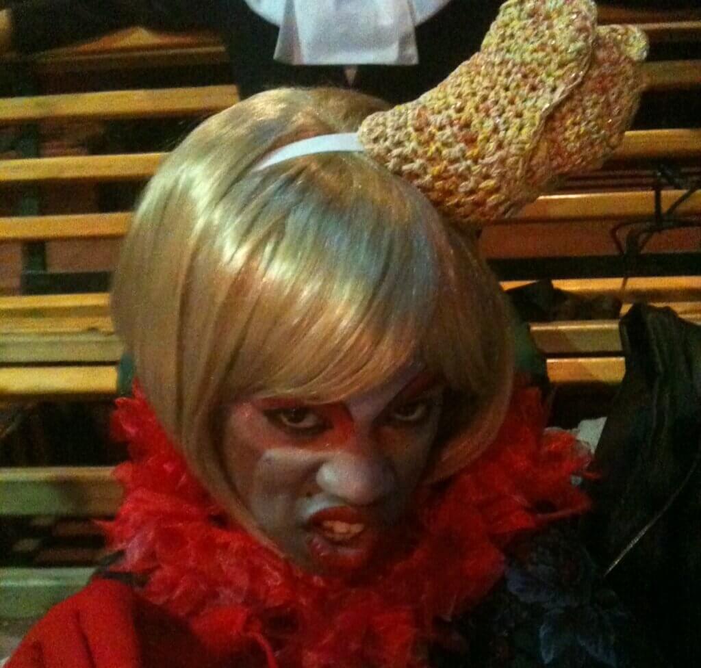 Mariam as the Red Queen in the Freedom Theater's production of Alice in Wonderland.