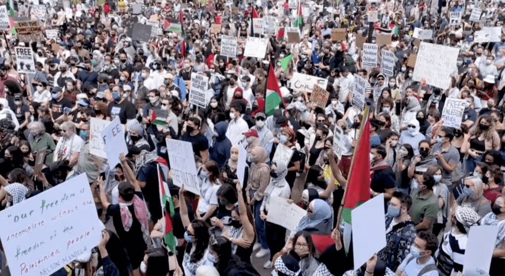 A pro-Palestine rally in Boston from May 2021 (Image: YouTube)