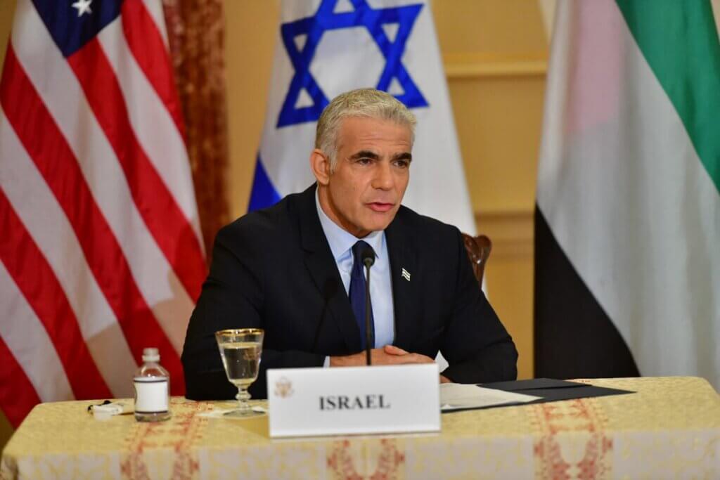 Israeli Foreign Minister Yair Lapid at the State Department, Washington, Oct. 13, 2021. From Lapid's twitter feed.