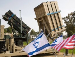 An Israeli Iron Dome anti-rocket system, right, and an American Patriot missile defense system are shown during a joint U.S.-Israel military exercise on March 8, 2018. (Photo: Jack Guez/AFP via Getty Images)