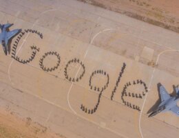 Israeli air force troops assemble on their base to spell "Google" in honor of Google CEO Eric Schmidt's visit to Israel in 2016. (Photo: TheMarker)