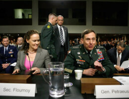 Gen. David Petraeus and U.S. Undersecretary of Defense for Policy Michele Flournoy testify before the Senate Armed Services Committee on the situation in Afghanistan, June 15, 2010. (Photo: Alex Wong/Getty Images)
