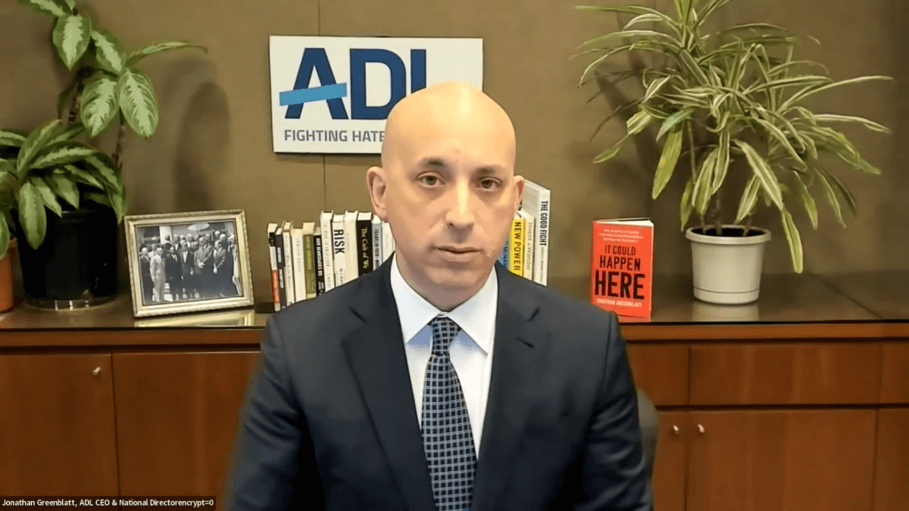 Jonathan Greenblatt of the ADL in January 2022. Screenshot from ADL video.