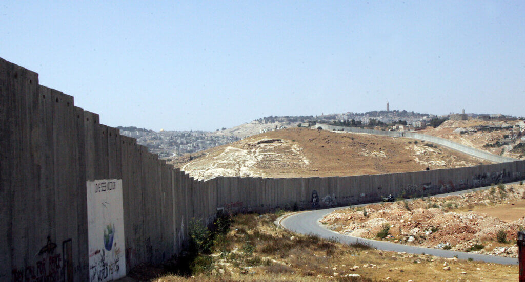 The Israeli apartheid wall in the West Bank town of Abu Dis on June 4, 2011. (Photo: Mahfouz Abu Turk/APA Images)