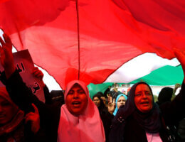 Palestinian women rally to mark International Women's Day in Gaza City on March 8, 2011. (Photo: Ashraf Amra/APA Images)