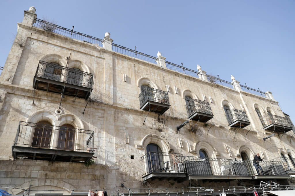 A view of the Little Petra Hotel at the Jaffa Gate in Jerusalem's Old City as Christian religious leaders held a meeting on March 29, 2022. (Photo: Jeries Bssier/APA Images)