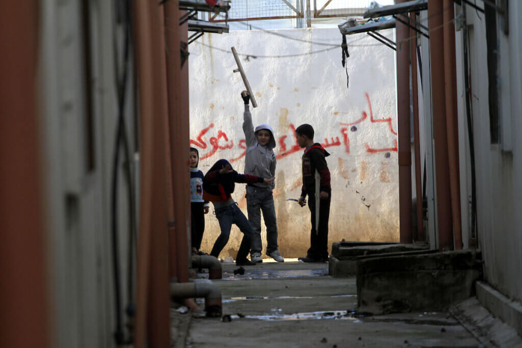 Palestinian children playing in Nahr al-Bared refugee camp in Beirut, Lebanon, March 6, 2012. (Photo: Mohammed Asad/APA Images)