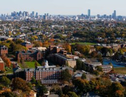 An aerial view of Tufts’ Medford/Somerville campus.