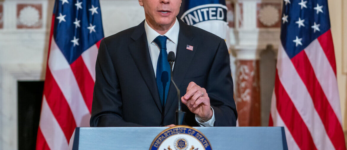 Secretary of State Antony J. Blinken delivers a speech on U.S. foreign policy at the U.S. Department of State in Washington, D.C., on March 3, 2021. (Photo: State Department Photo by Ron Przysucha)