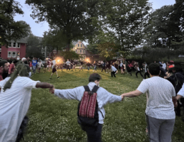 Dancing led by the Boston Dabke Troupe at the Boston Palestine Solidarity Concert on June 3, 2022.