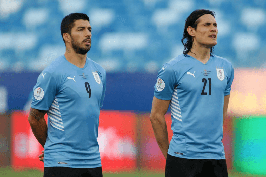 Luis Suárez and Edinson Cavani, two of the international stars on the Uruguay national soccer team. (Photo: Getty Images)